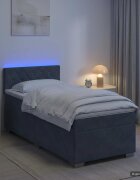 vidaXL Легло с пружина и матрак с LED Тъмносиво 90 x 190 cm Кадифе
