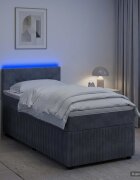 vidaXL Легло с пружина и матрак с LED Тъмносиво 90 x 190 cm Кадифе