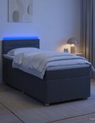vidaXL Легло с пружина и матрак с LED Тъмносиво 90 x 190 cm Текстил