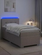 vidaXL Легло с пружина и матрак с LED Таупе 90 x 200 cm Текстил