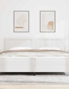 vidaXL Легло с пружинирана основа Бяло 200 x 200 cm Изкуствена