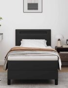 vidaXL Легло с пружинирана основа Черно 90 x 200 cm Изкуствена