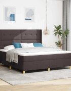 vidaXL Легло с пружинирана основа Кафяво 180 x 200 cm текстил
