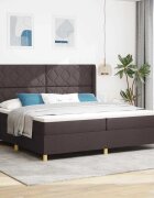 vidaXL Легло с пружинирана основа Кафяво 200 x 200 cm текстил