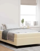 vidaXL Легло с пружинирана основа Крем 120 x 190 cm текстил