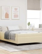 vidaXL Легло с пружинирана основа Крем 140 x 200 cm текстил