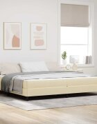 vidaXL Легло с пружинирана основа Крем 200 x 200 cm текстил