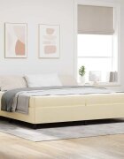 vidaXL Легло с пружинирана основа Крем 200 x 200 cm текстил