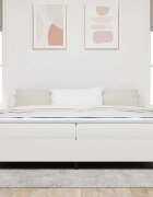 vidaXL Легло с пружинирана основа Кремаво 200 x 200 cm Кордюрова тъкан