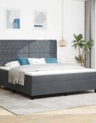 vidaXL Легло с пружинирана основа с LED Тъмен сив 180 x 200 cm Кадифе