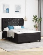 vidaXL Легло с пружинирана основа с матрак Черен 190 x 140 см Кадифе