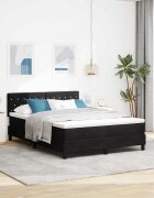 vidaXL Легло с пружинирана основа с матрак Черно 140 x 200 cm Кадифе