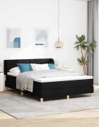 vidaXL Легло с пружинирана основа с матрак Черно 160 x 200 cm текстил