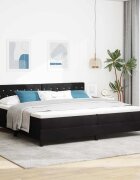 vidaXL Легло с пружинирана основа с матрак Черно 200 x 200 cm Кадифе