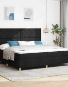 vidaXL Легло с пружинирана основа с матрак Черно 200 x 200 cm текстил