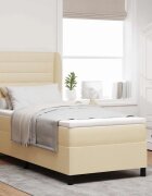 vidaXL Легло с пружинирана основа с матрак Крем 100 x 200 cm текстил