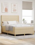 vidaXL Легло с пружинирана основа с матрак Крем 140 x 190 cm текстил