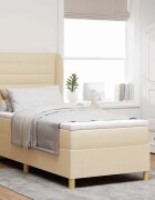 vidaXL Легло с пружинирана основа с матрак Крем 200 x 100 cm текстил