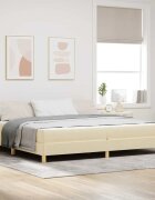 vidaXL Легло с пружинирана основа с матрак Крем 200 x 200 cm текстил