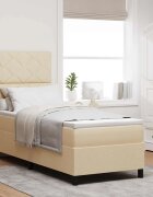 vidaXL Легло с пружинирана основа с матрак Крем 80 x 200 cm текстил