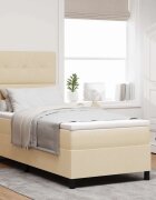 vidaXL Легло с пружинирана основа с матрак Крем 90 x 190 cm текстил
