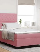vidaXL Легло с пружинирана основа с матрак Розово 120 x 190 cm Кадифе