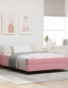 vidaXL Легло с пружинирана основа с матрак Розово 160 x 200 cm текстил