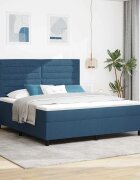 vidaXL Легло с пружинирана основа с матрак Синьо 180 x 200 cm текстил