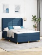 vidaXL Легло с пружинирана основа с матрак Синьо 200 x 160 см текстил