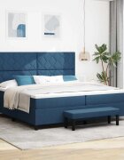 vidaXL Легло с пружинирана основа с матрак Синьо 200 x 200 cm текстил