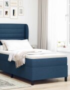 vidaXL Легло с пружинирана основа с матрак Синьо 90 x 190 cm текстил