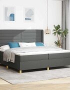 vidaXL Легло с пружинирана основа с матрак Сив 200 x 200 cm текстил