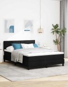 vidaXL Легло с пружинирана основа с таблото Черен 140 x 190 cm текстил