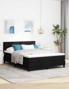 vidaXL Легло с пружинирана основа с таблото Черен 140 x 200 cm текстил