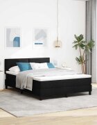 vidaXL Легло с пружинирана основа с таблото Черен 160 x 200 cm текстил