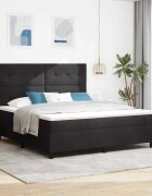vidaXL Легло с пружинирана основа с таблото Черен 180 x 200 cm Кадифе