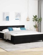 vidaXL Легло с пружинирана основа с таблото Черен 180 x 200 cm текстил