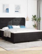 vidaXL Легло с пружинирана основа с таблото Черен 200 x 180 cm Кадифе