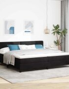vidaXL Легло с пружинирана основа с таблото Черен 200 x 200 cm Кадифе