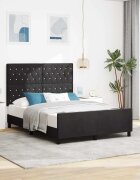 vidaXL Легло с пружинирана основа с таблото Черно 140 x 190 cm Кадифе