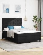vidaXL Легло с пружинирана основа с таблото Черно 140 x 190 cm текстил