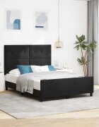 vidaXL Легло с пружинирана основа с таблото Черно 140 x 200 cm Кадифе