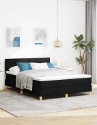 vidaXL Легло с пружинирана основа с таблото Черно 140 x 200 cm текстил