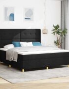 vidaXL Легло с пружинирана основа с таблото Черно 180 x 200 cm текстил