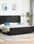 vidaXL Легло с пружинирана основа с таблото Черно 200 x 200 cm Кадифе