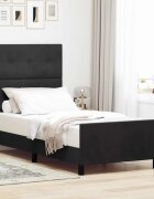 vidaXL Легло с пружинирана основа с таблото Черно 90 x 190 cm Кадифе