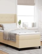 vidaXL Легло с пружинирана основа с таблото Крем 100 x 200 cm текстил