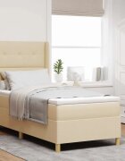 vidaXL Легло с пружинирана основа с таблото Крем 100 x 200 cm текстил