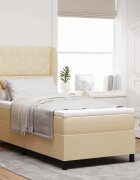 vidaXL Легло с пружинирана основа с таблото Крем 100 x 200 cm текстил