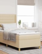 vidaXL Легло с пружинирана основа с таблото Крем 100 x 200 cm текстил